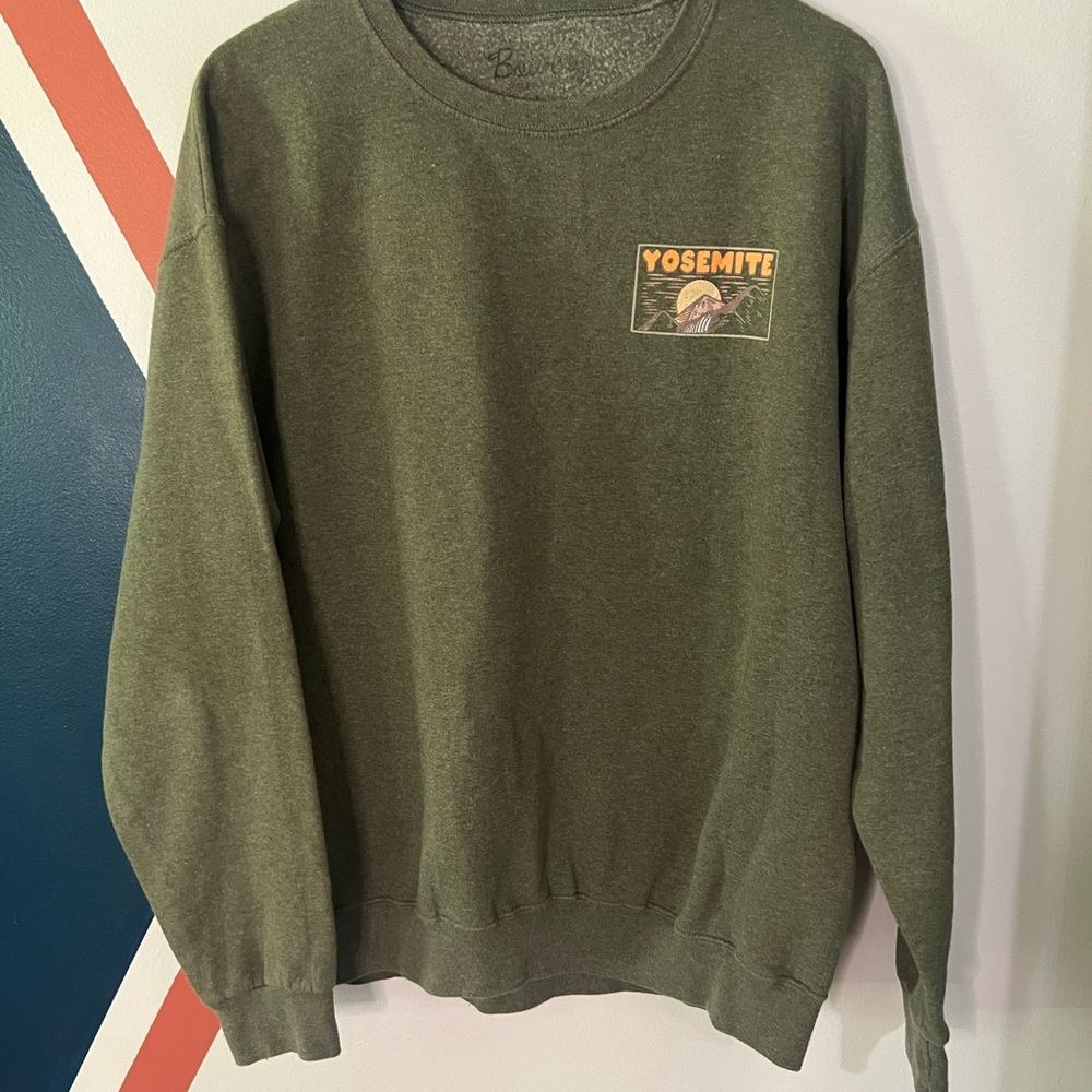 Yosemite Graphic Olive Green Crewneck Sweatshirt